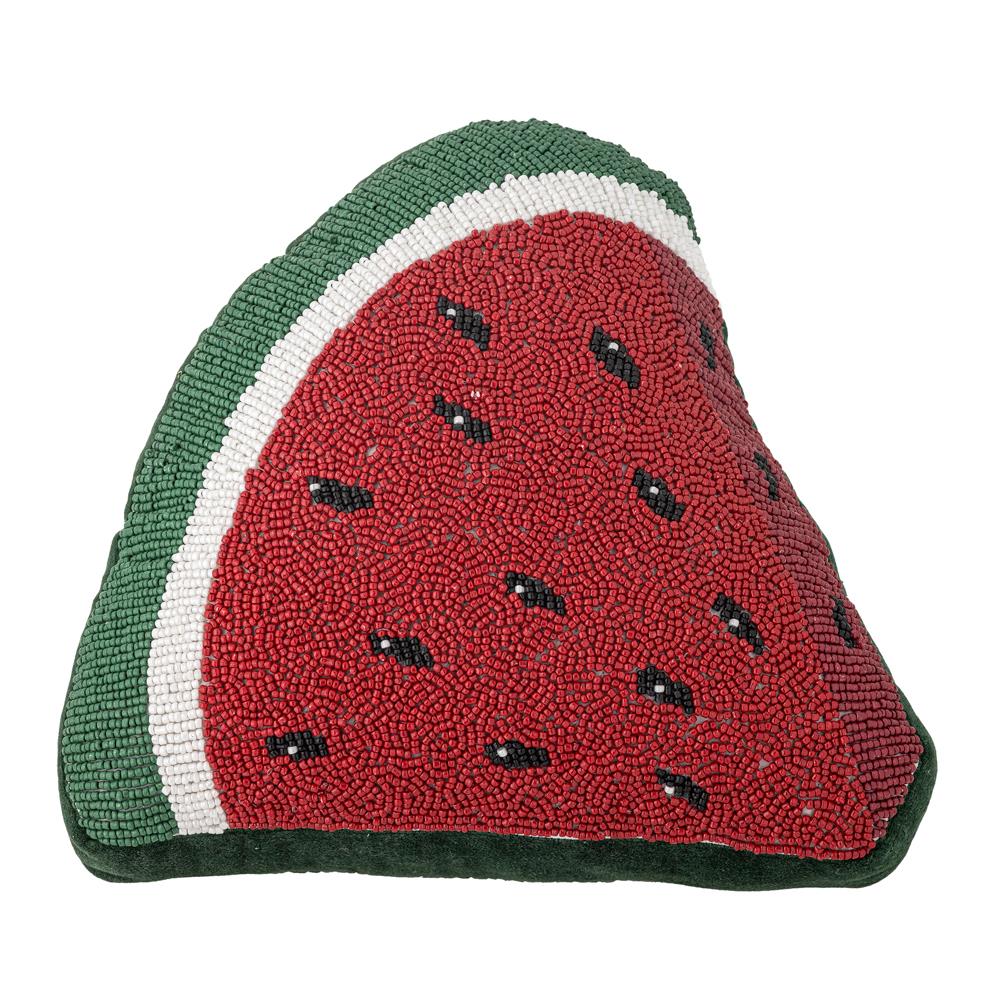 Bloomingville Senga Kissen Rot – Wassermelonen‑Deko-Kissen mit Perlen 30x30 cm