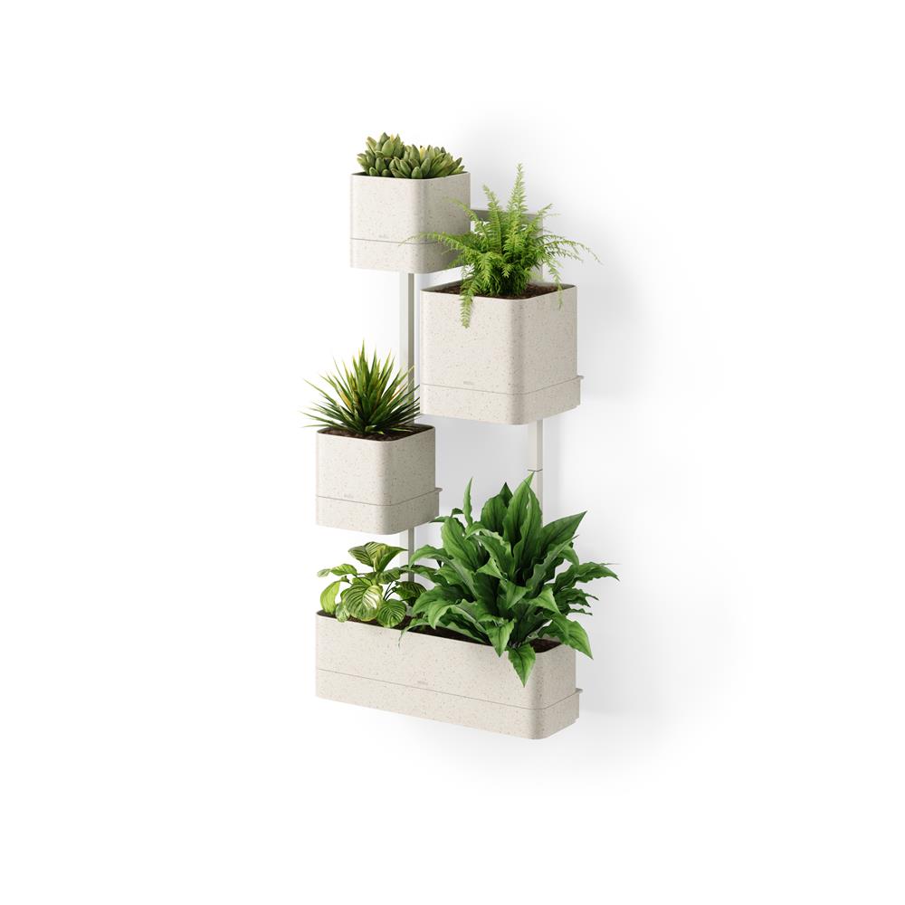 Umbra Cubiko Wandpflanzkasten mit 4 Pflanztöpfen, vertikale/horizontale Ausrichtung, in Weiß