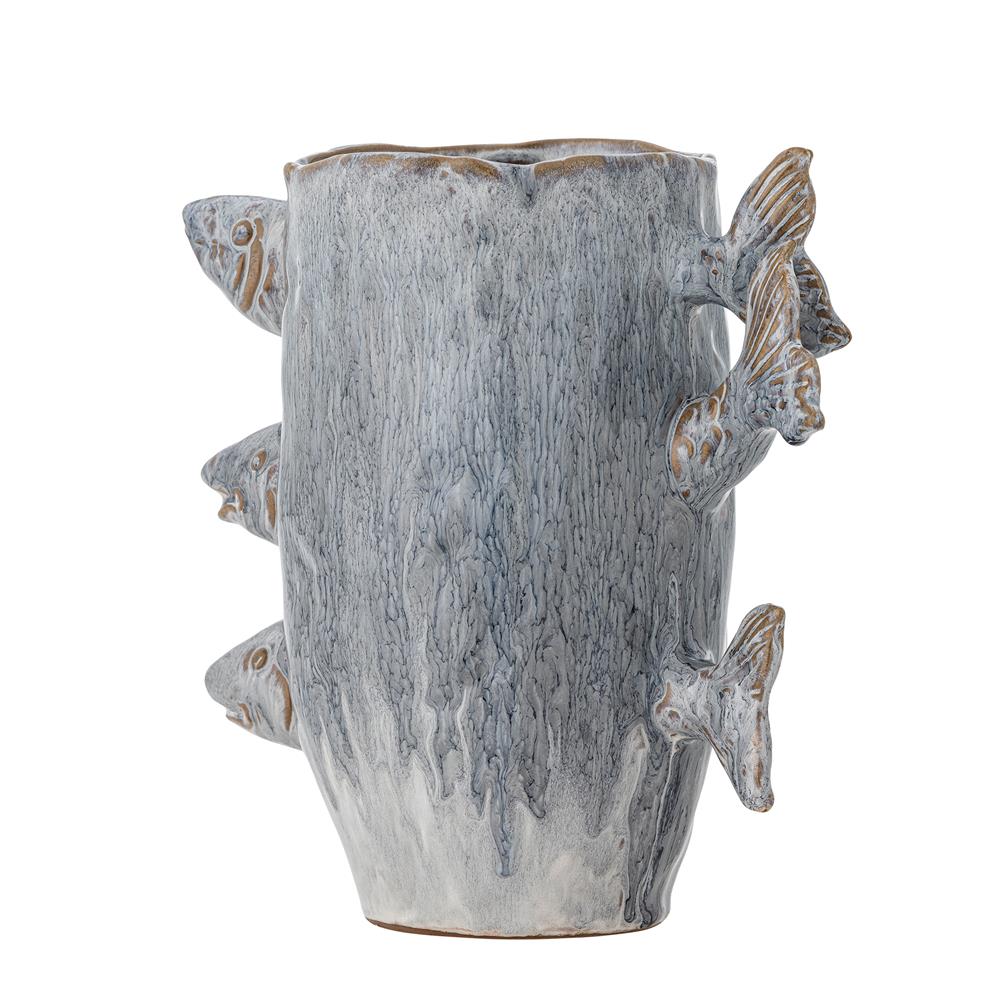 Bloomingville Tace Vase blau Steingut Fisch Design Deko Vase Wohnzimmer Tischdeko