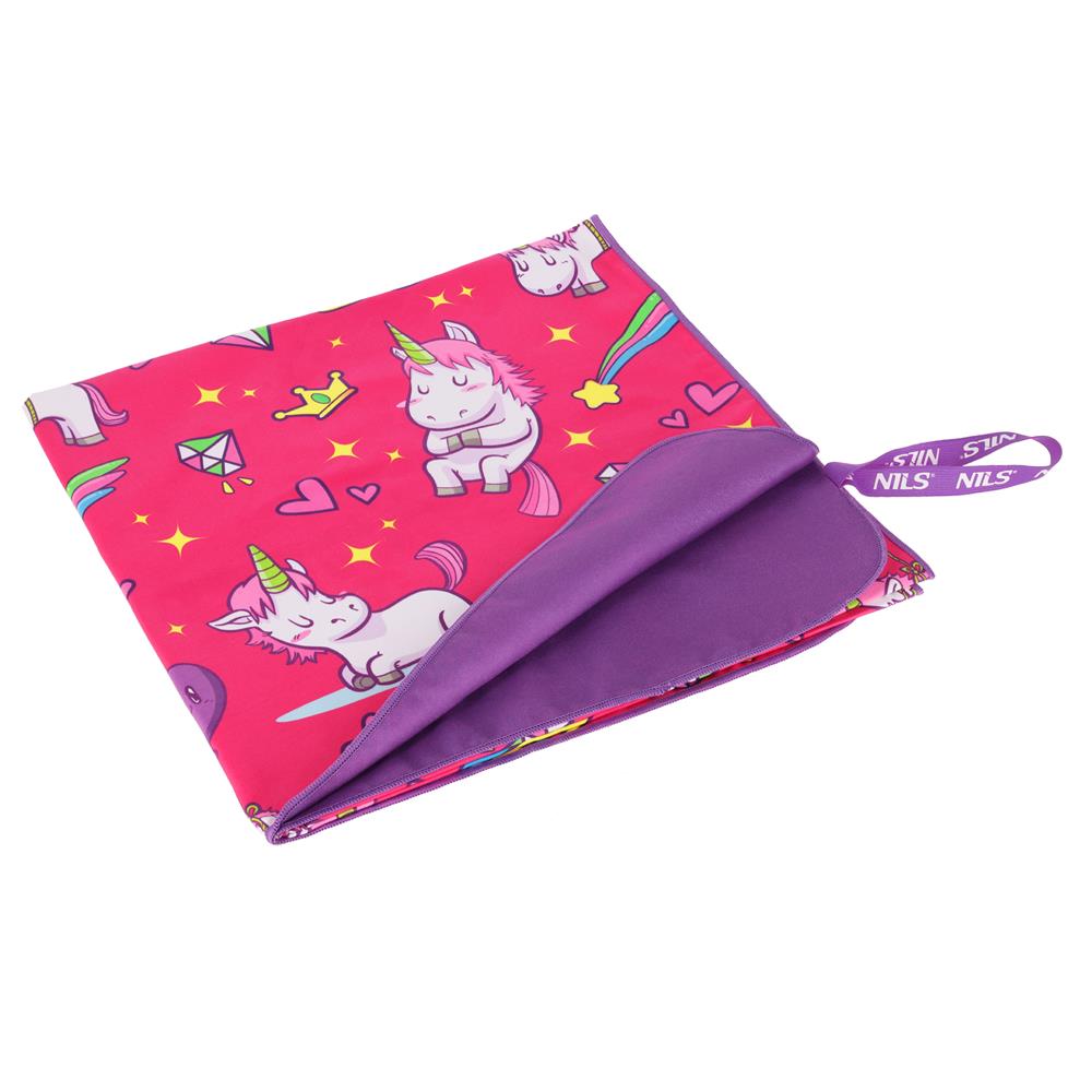 NILS Mikrofaser Kinderhandtuch 160x80 cm Unicorn - leichtes Handtuch für Camping, Strand & Schule
