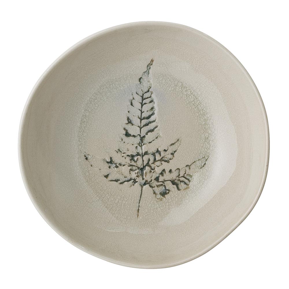 Bloomingville Bea Suppenteller, Natur, 21cm, Steingut, mit Blumenmotiv, dänisches Design