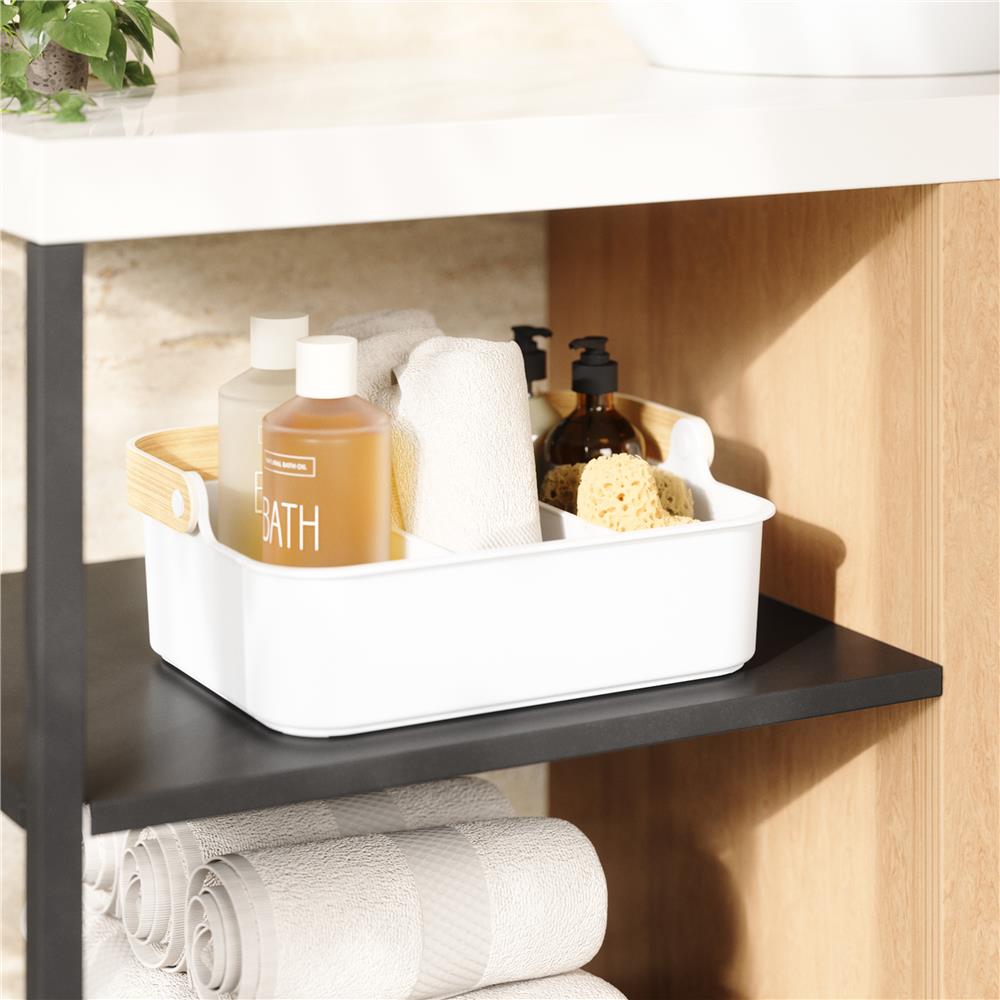 Umbra Bellwood Vorratsschrank Organizer mit 3 Fächern, großer Aufbewahrungsbehälter in Weiß/Natur