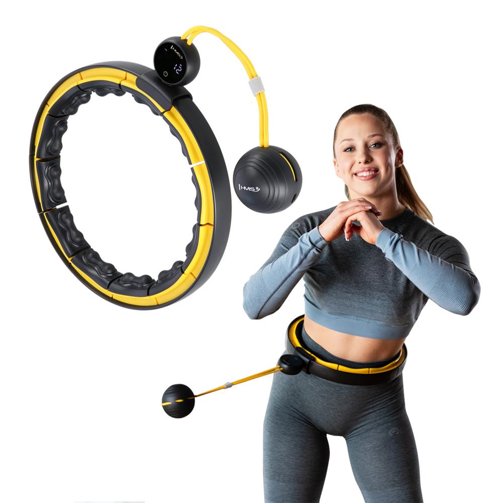 Hula Hoop Reifen mit LCD-Zähler, Magneten und Gewicht Schwarz/Gelb | HMS HHM21