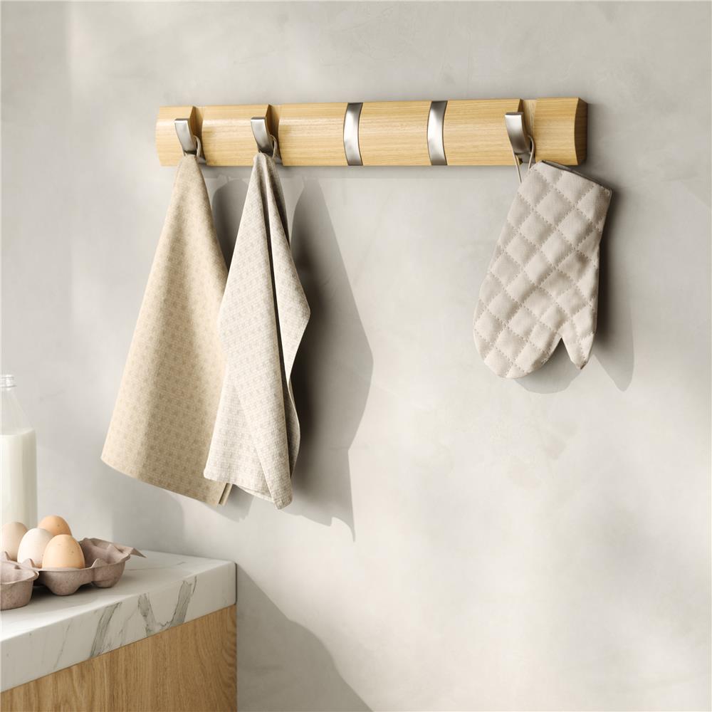 Umbra Flip Wandgarderobe, Garderobenleiste in Natur, mit 5 beweglichen Haken in Silber