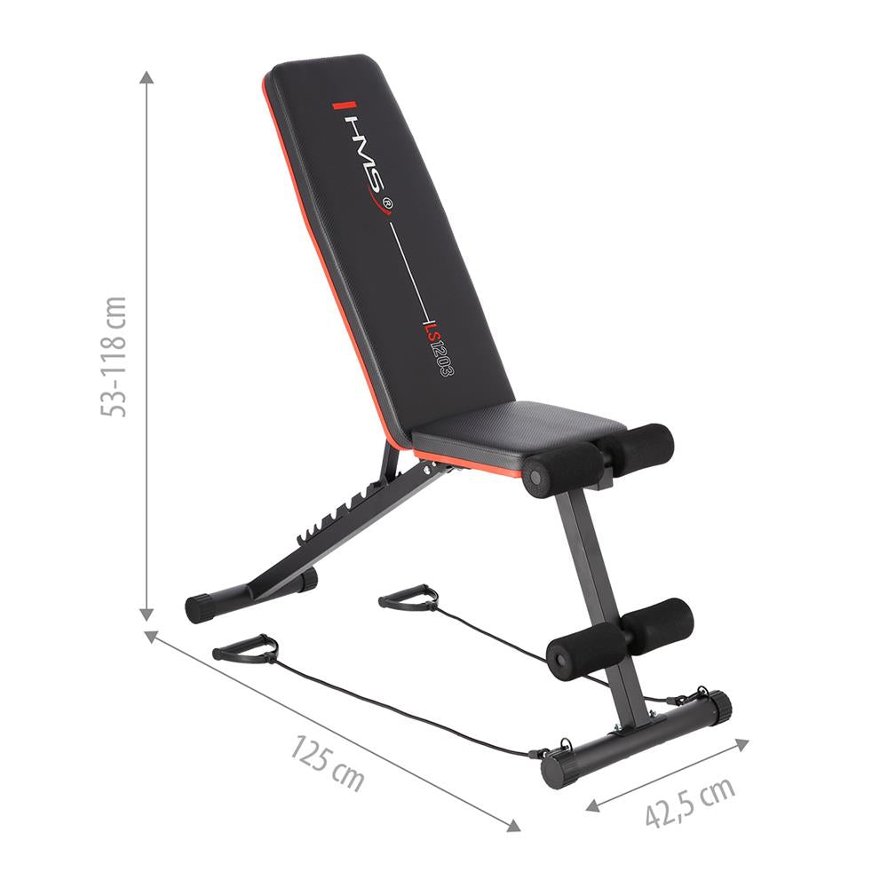 Klappbare Trainingsbank bis 200 kg mit Expandern | HMS LS1203