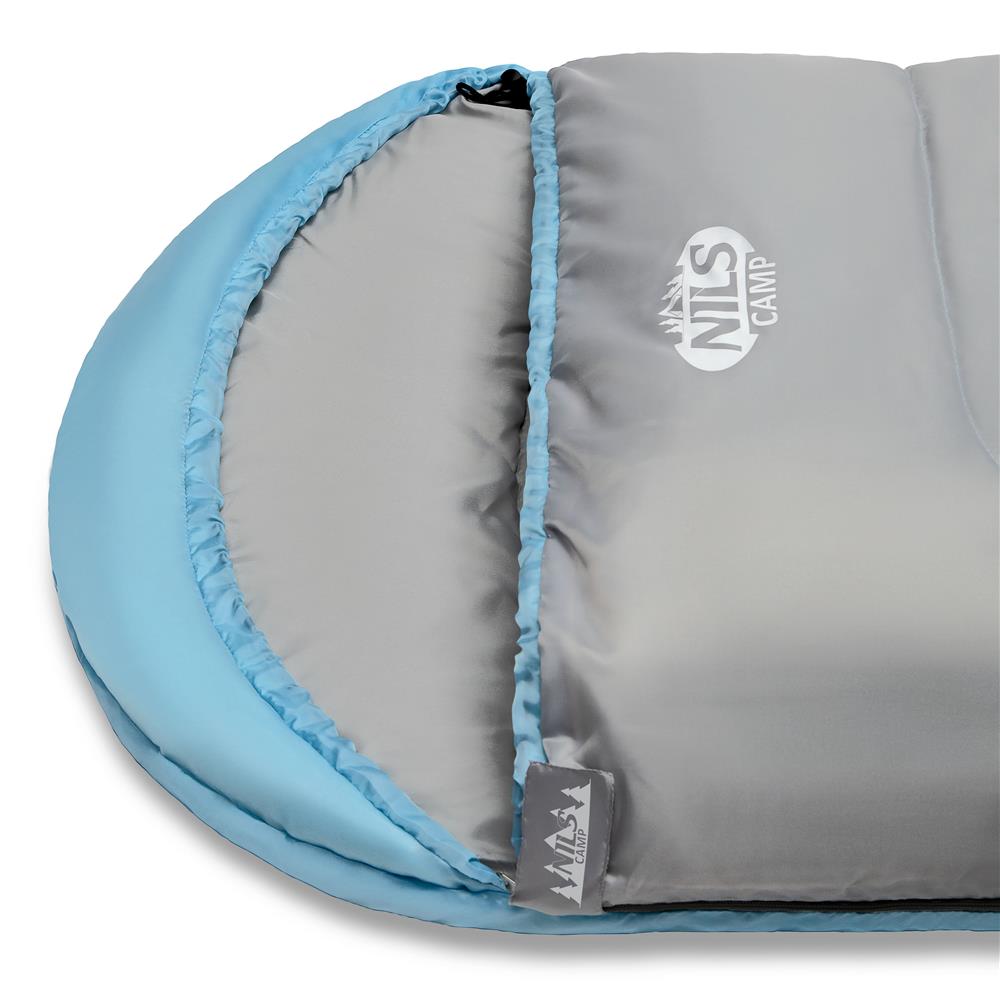 NILS CAMP Schlafsack Größe M Hellblau-Grau - Mumienschlafsack für Outdoor, Trekking & Camping