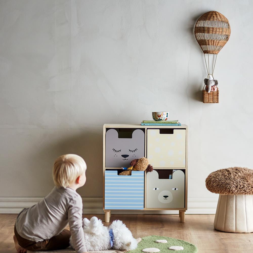 Bloomingville MINI Huggi Wandkorb natur - Rattan Wandkorb Heißluftballon für Kinderzimmer & Aufbewahrung