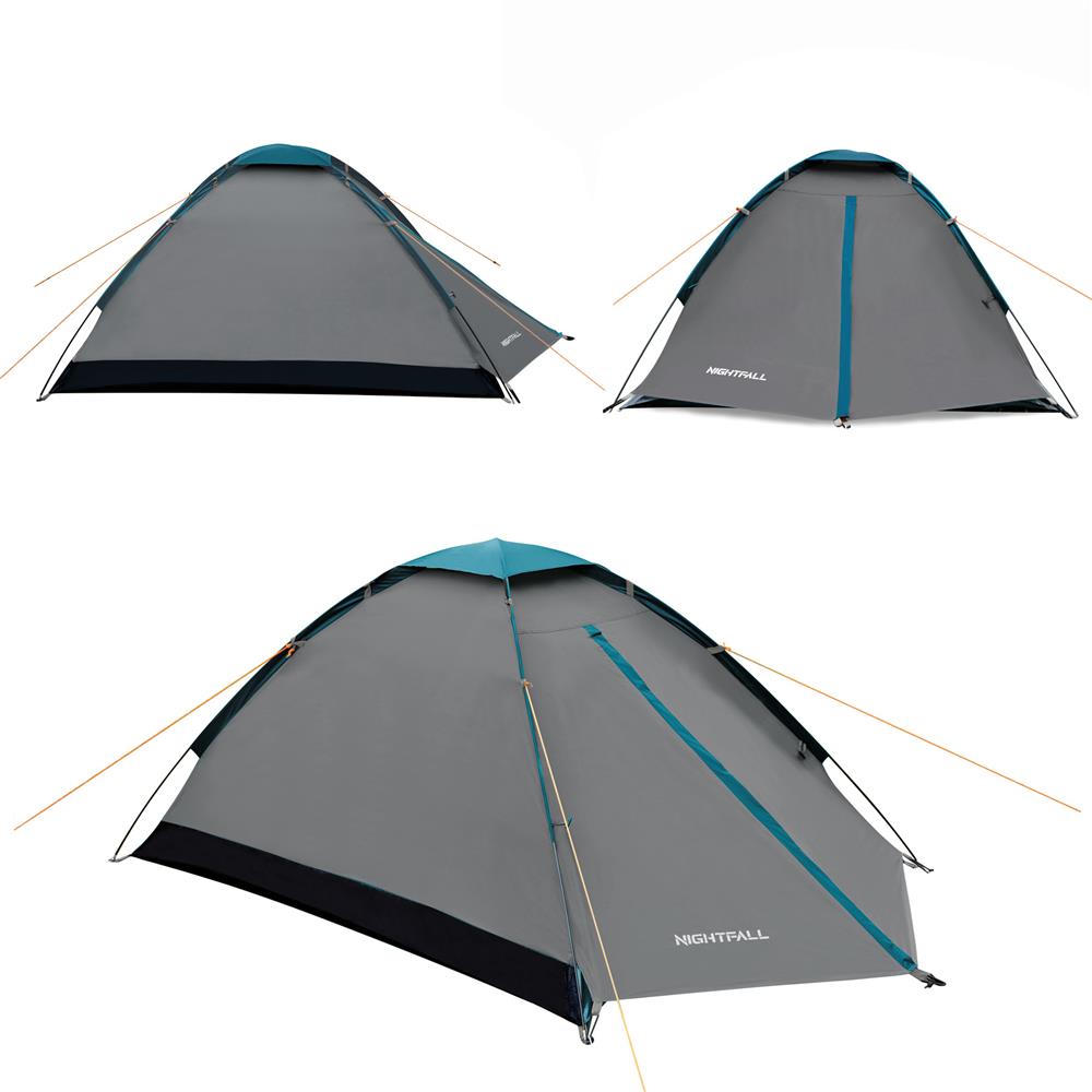 NILS CAMP Nightfall Zelt für 2 Personen in Grau - leichtes Campingzelt für Trekking, Berge & Outdoor