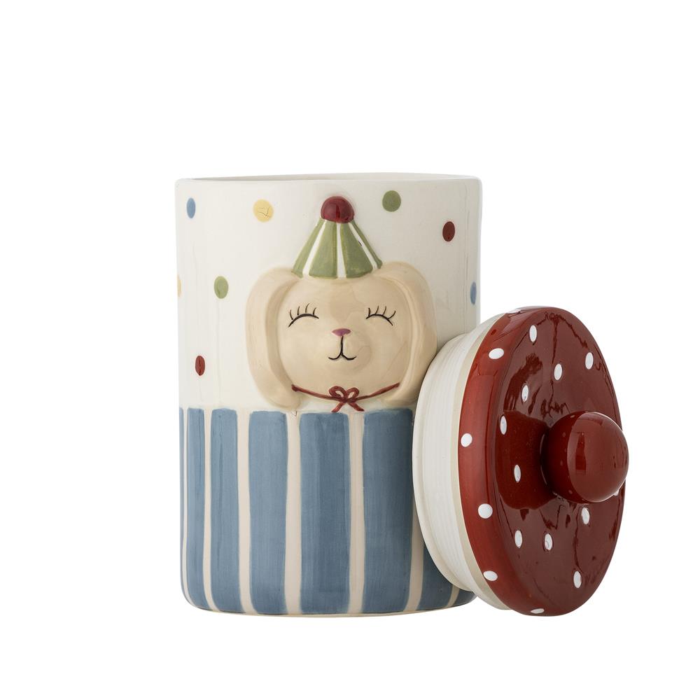 Bloomingville MINI Party Gefäß mit Deckel 720 ml bunt - Steingut Vorratsdose Hase für Kinderzimmer & Küche