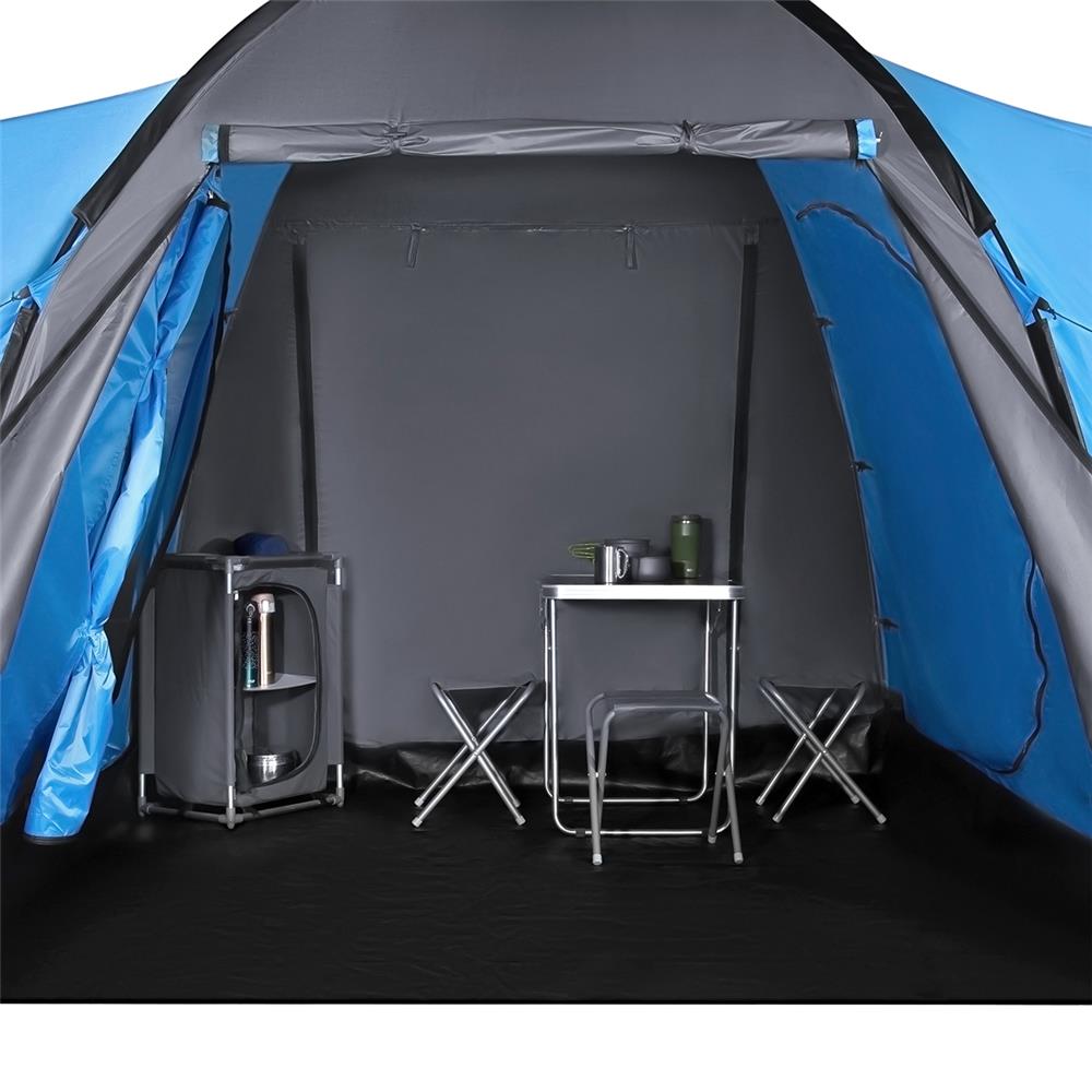 NILS CAMP Highland Zelt für 6 Personen Grau-Blau - großes Familienzelt mit Vorraum für Camping & Outdoor