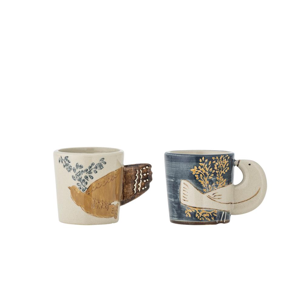 Bloomingville Hezha Espressotassen Blau – 2er Set aus handdekoriertem Steingut