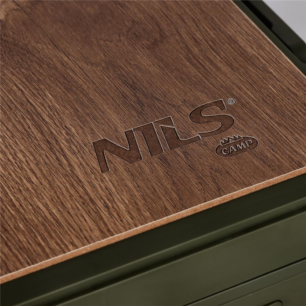 NILS CAMP faltbare Campingbox mit Tischfunktion 32L in Grün - kompakte Reisebox