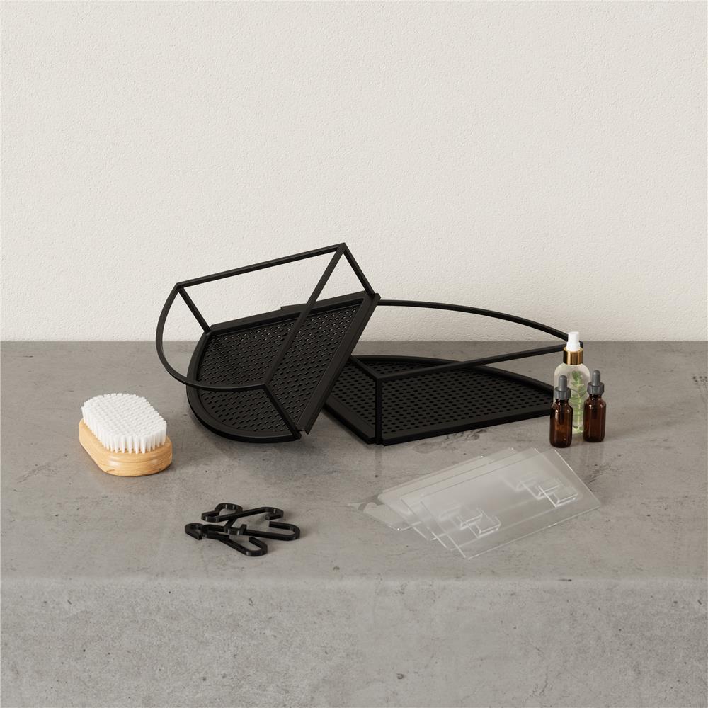 Umbra Cubiko Eckregale, Duschablage, Duschregale ohne Bohren mit Haken, 2er-Set, in Schwarz
