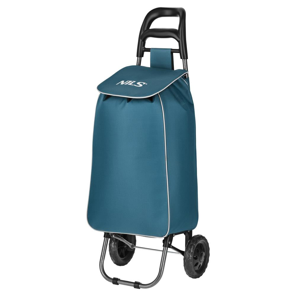 NILS CAMP Einkaufswagen 40 L türkis klappbar mit Thermofach für Einkauf Alltag Reisen