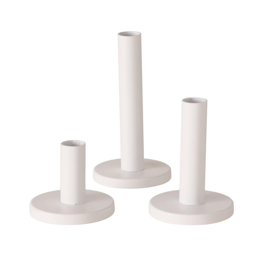BOLTZE Kerzenleuchter Malko 3er Set Metall weiß modern Kerzenhalter für Stabkerzen