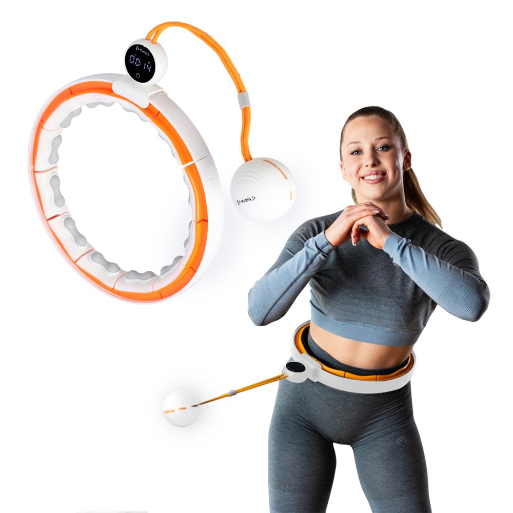 Hula Hoop Reifen mit LCD-Zähler, Magneten und Gewicht Weiß/Orange | HMS HHM21