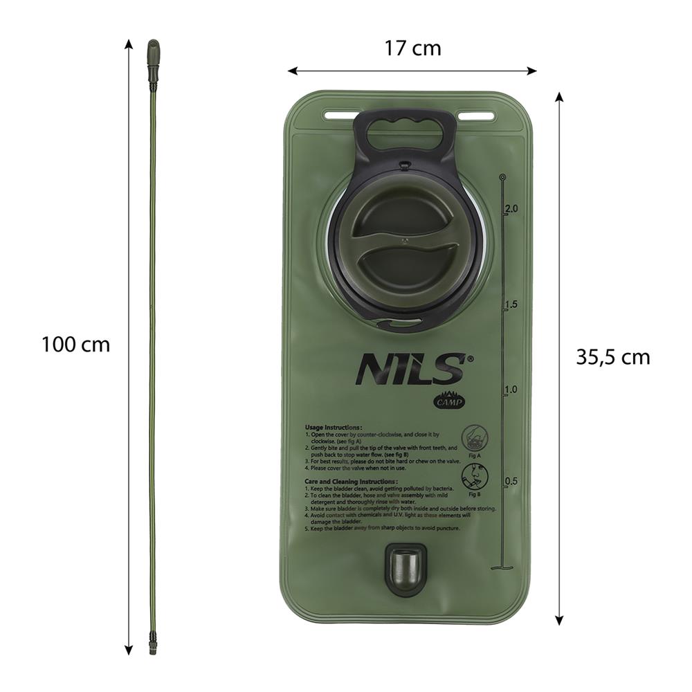 NILS CAMP Trinkblase 2L grün für Rucksack Wandern Fahrrad Outdoor