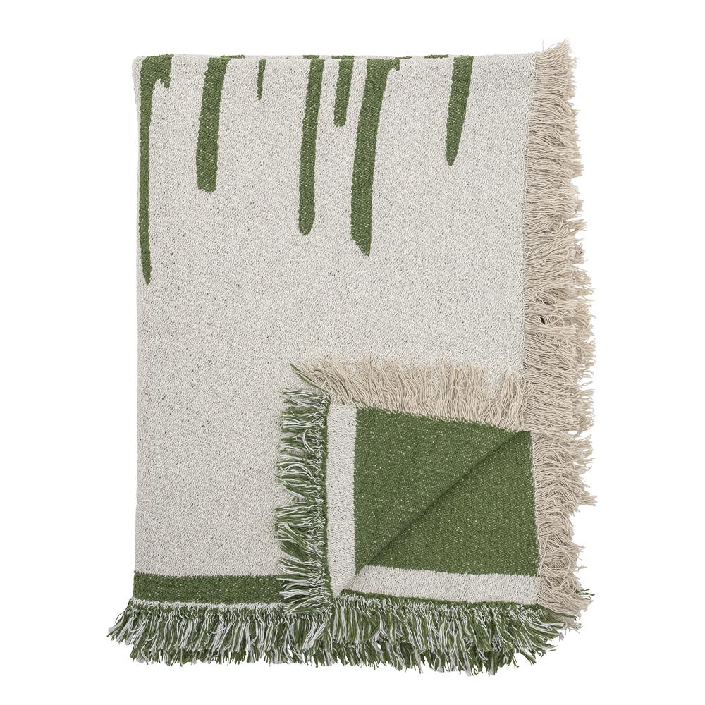 Bloomingville Haxby Decke Grün Recycelte Baumwolle L160xW130 cm – grüne Kuscheldecke