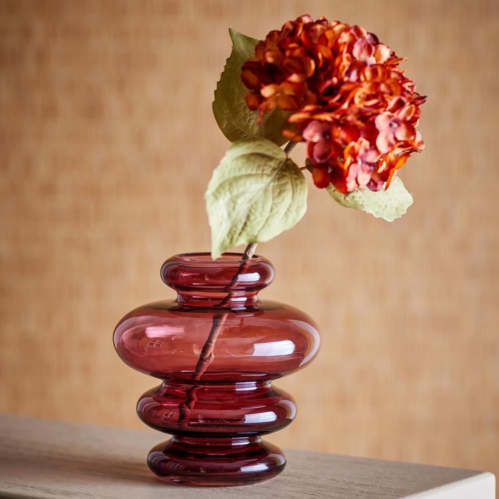 Bloomingville Kayn Vase violett - skulpturale Glasvase für Wohnzimmer & Dekoration