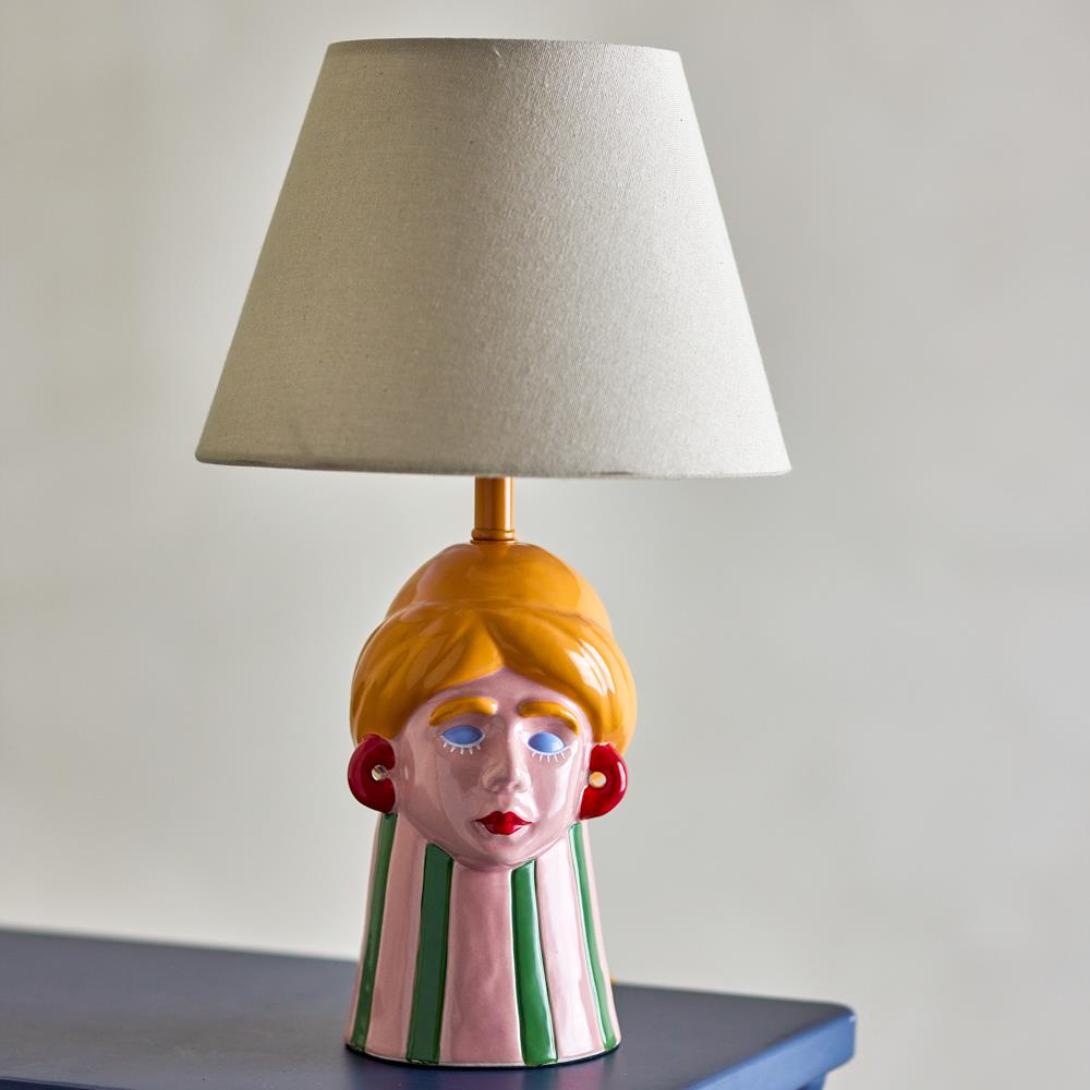 Bloomingville Miss Jody Tischlampe bunt - Steingut Lampe mit E27 für Wohnzimmer & Tischdeko