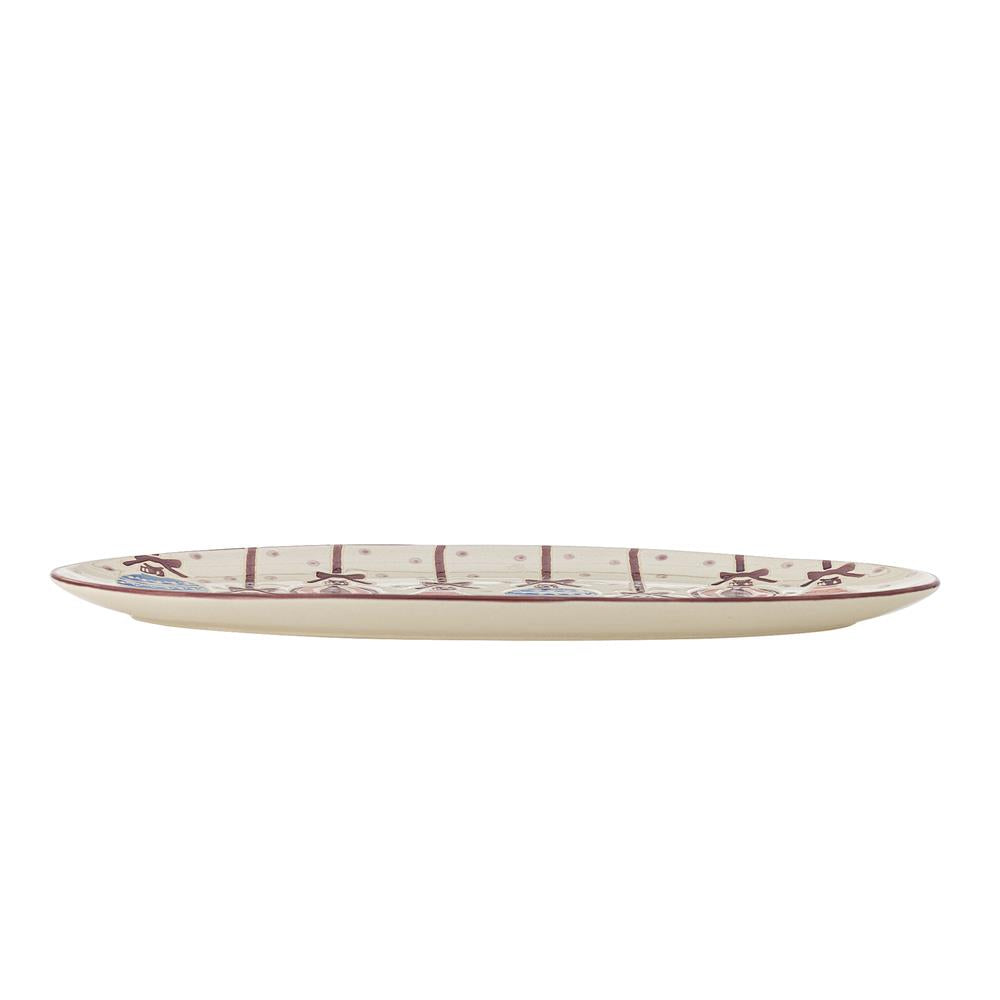Bloomingville Ornamentia Servierplatte Bunt Steingut Weihnachtsplatte 32 cm