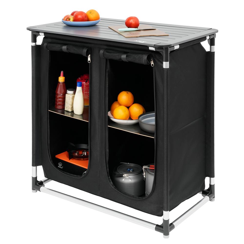 NILS CAMP Campingschrank mit Arbeitsfläche - faltbarer Outdoor Schrank für Camping & Reisen