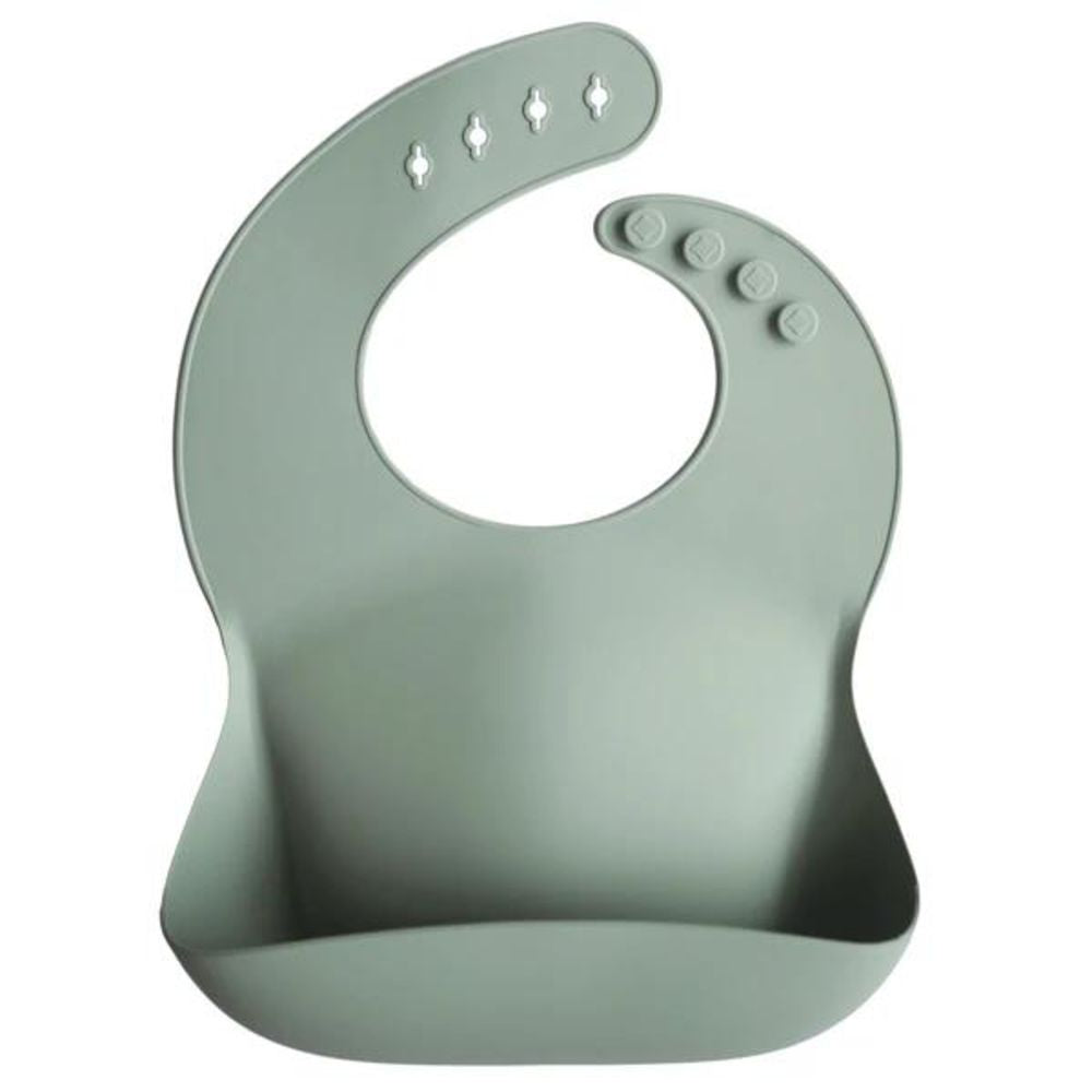 Mushie Silikon-Lätzchen, Cambridge Blue, mit Auffangschale, BPA-frei