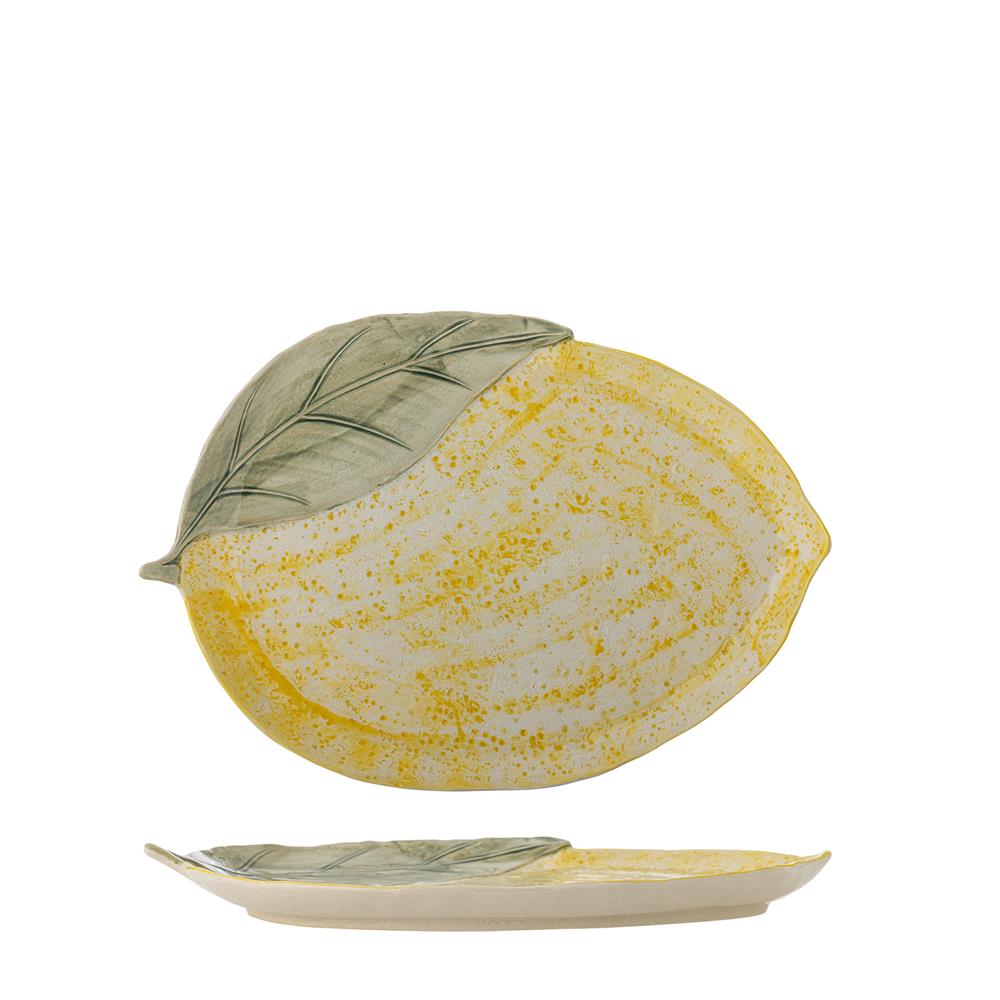 Bloomingville Hadden Servierplatte Steingut gelb Zitrone 32 cm