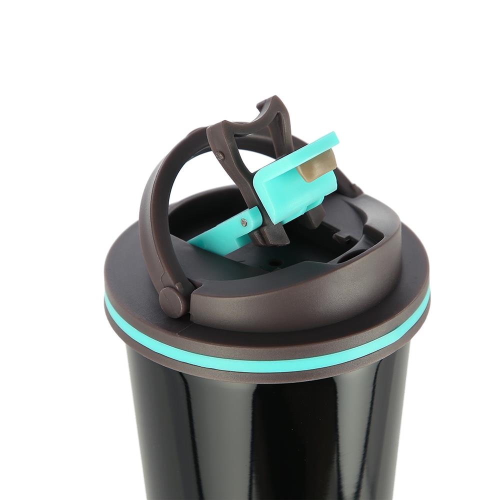 NILS Thermobecher 500 ml Edelstahl schwarz rutschfest mit Griff für Outdoor Alltag