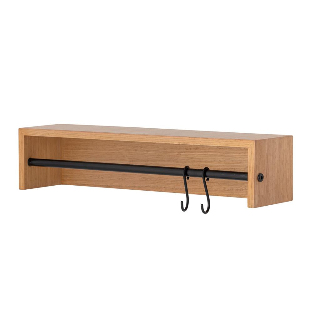 Bloomingville Ryder Regal aus MDF in Natur – Wandregal mit Haken für Küche und Flur