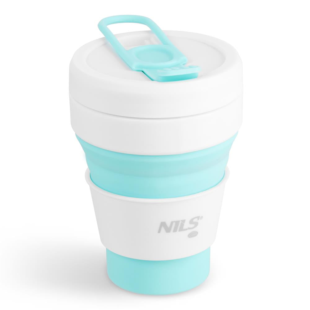 NILS CAMP faltbare Trinkflasche 475 ml Silikon minzgrün für Camping Outdoor Reisen