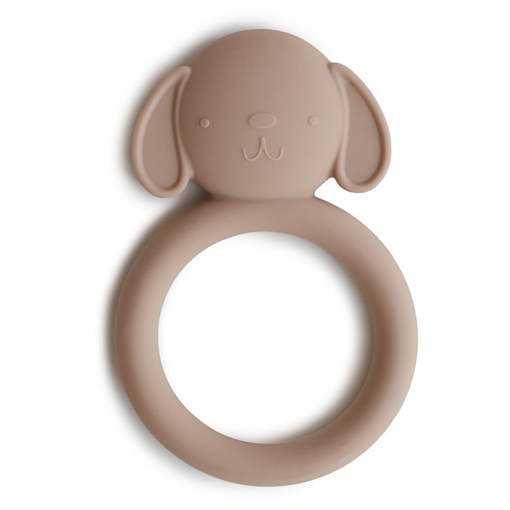 Mushie Beißring Hund, Braun, aus Silikon, BPA-frei