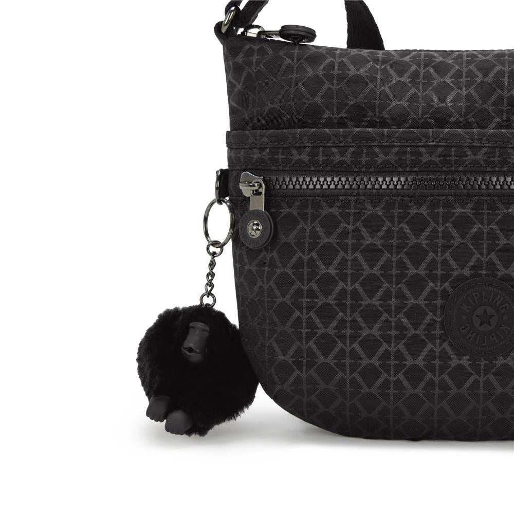 Kipling ARTO S, kleine Umhängetasche, Signature Emb (schwarz), Crossbody Tasche leicht
