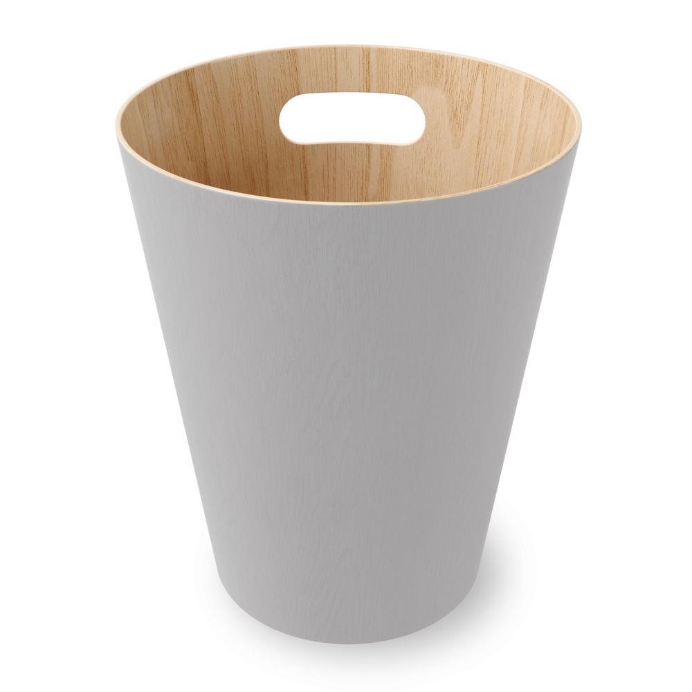 Umbra Woodrow Abfalleimer, Grau/Holz, 7,5 Liter, Zweifarbiger Papierkorb