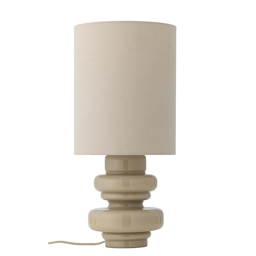 Bloomingville Fabiola Tischlampe natur - Glas Tischlampe mit Leinenschirm für Wohnzimmer