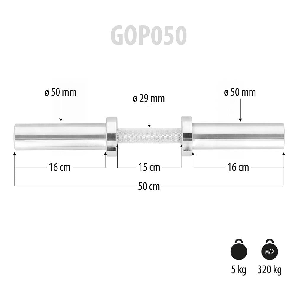 Olympische Kurzhantelstange 50 cm bis 320 kg verchromt | HMS GOP050