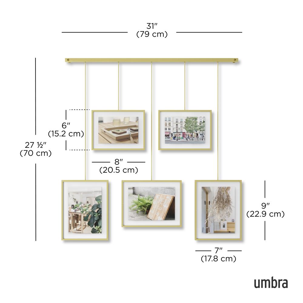 Umbra Exhibit Foto Collage Bilderrahmen, für 5 Fotos (2x 10x15cm und 3x 13x18cm), in Messing