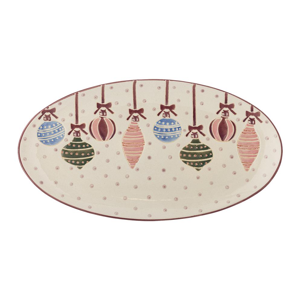 Bloomingville Ornamentia Servierplatte Bunt Steingut Weihnachtsplatte 32 cm