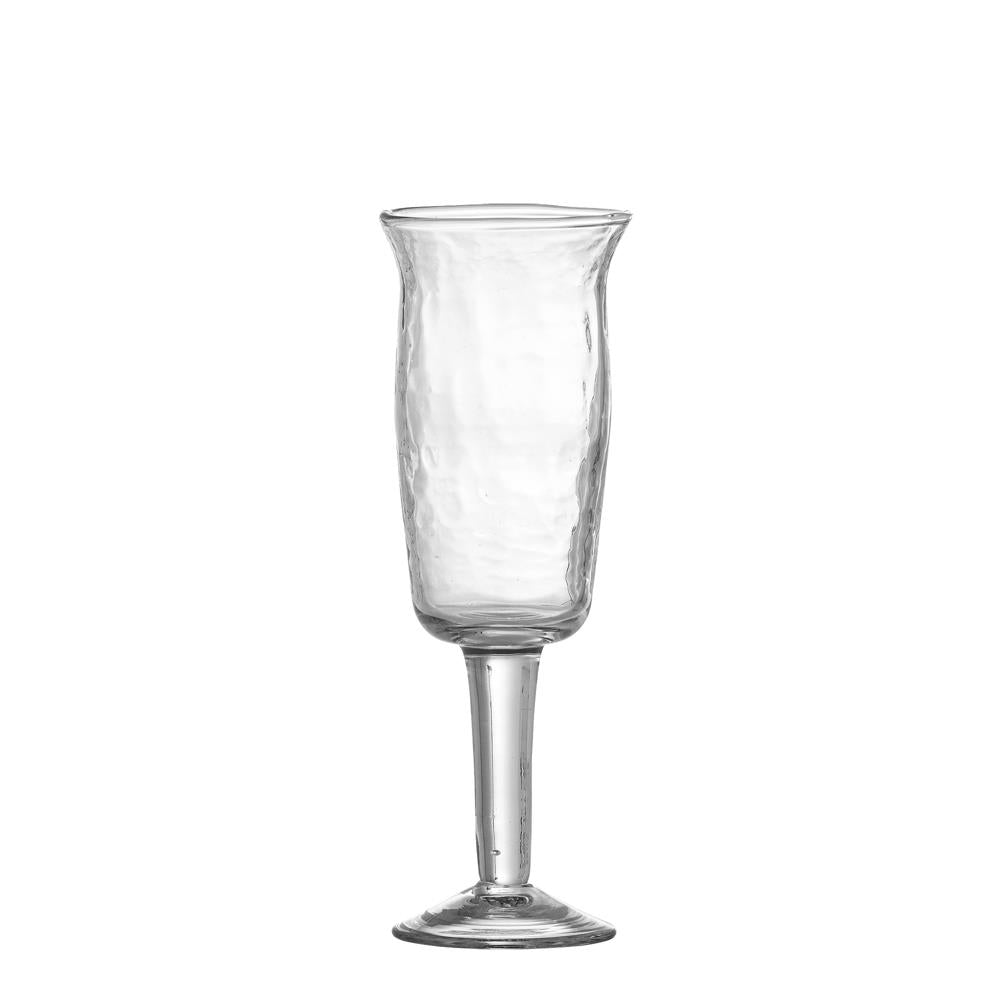 Bloomingville Asha Weinglas Klar aus recyceltes Glas D6xH17,5 cm 4er Set – gehämmertes Weinglas