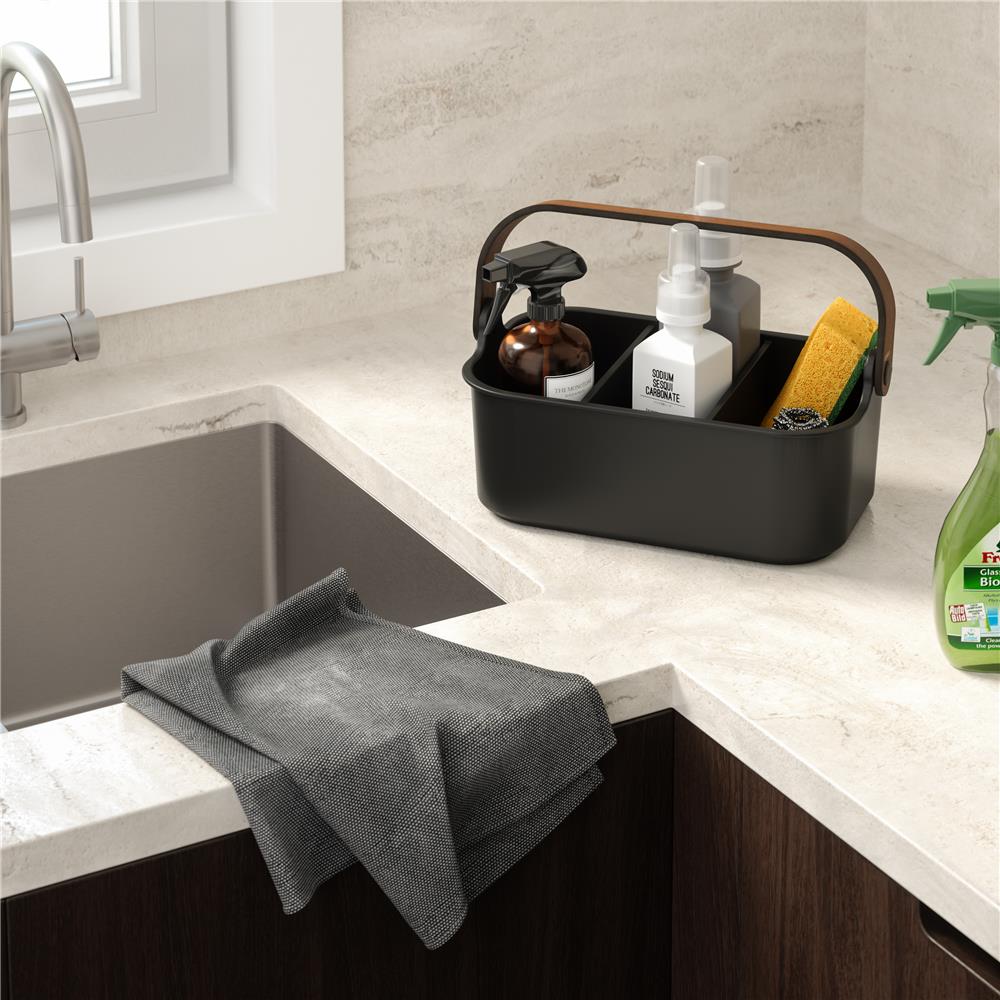 Umbra Bellwood Vorratsschrank Organizer mit 3 Fächern, mittlerer Aufbewahrungsbehälter in Schwarz/Walnuss
