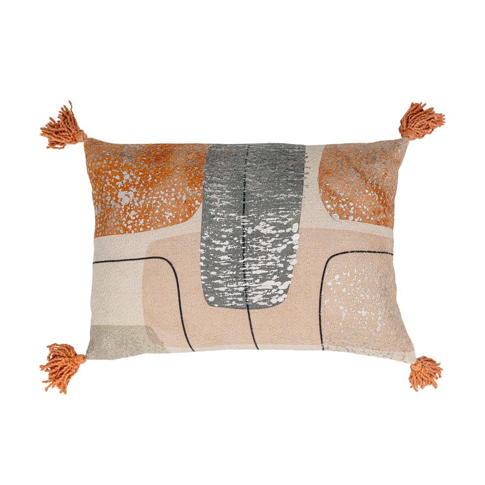 Bloomingville Lanzo Kissen Bunt – Dekokissen 50x35 cm mit Print & Quasten