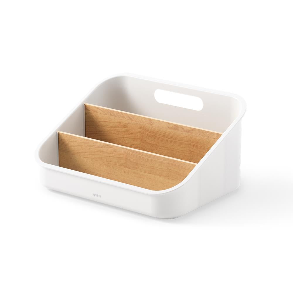 Umbra Bellwood Vorratsschrank Organizer mit 3 Fächern, Aufbewahrungsbehälter in Weiß/Natur