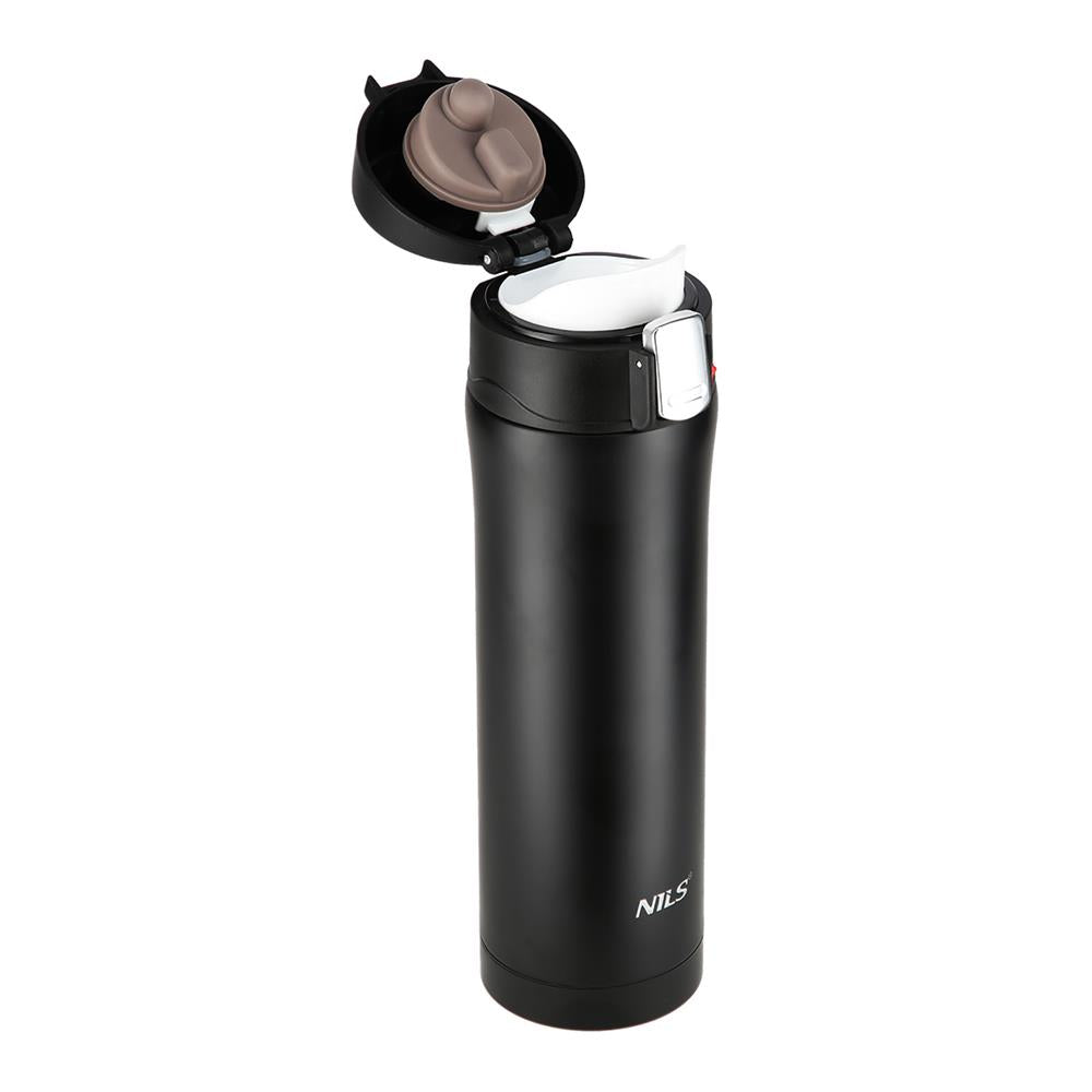 NILS Thermobecher 500 ml Edelstahl schwarz auslaufsicher für Camping Reise Alltag