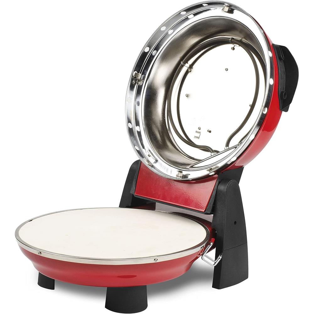 G3Ferrari elektrischer Pizzaofen Napoletana rot inkl. 2-ten Stein zum Überbacken im Deckel bis 400 °C