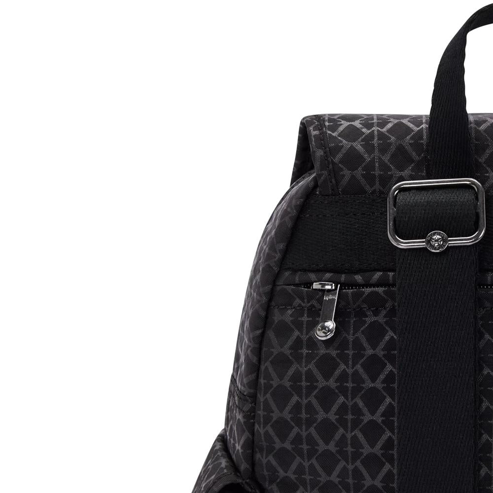 Kipling CITY PACK S, kleiner Rucksack, Signature Emb (schwarz), Damenrucksack mit vielen Fächern