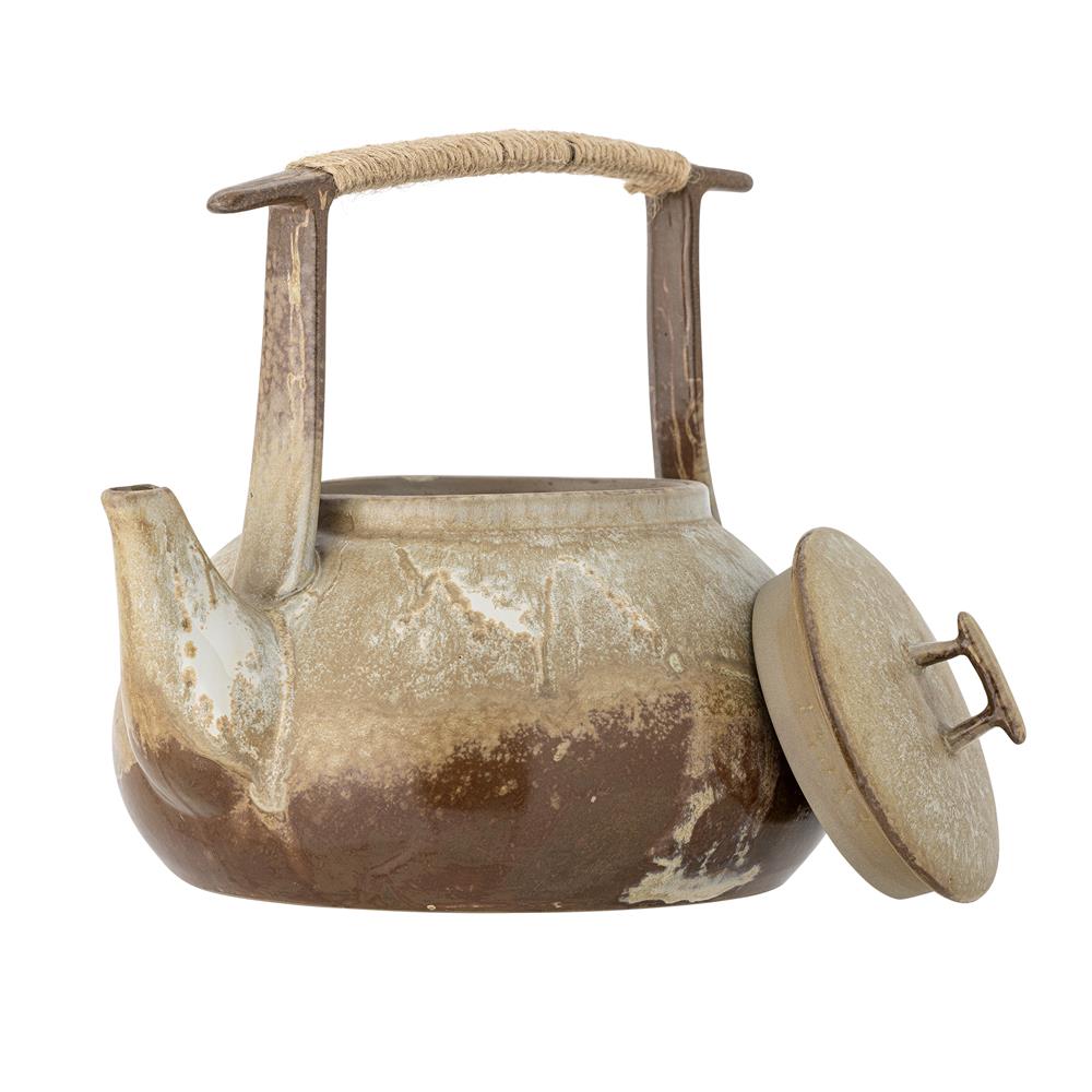 Bloomingville Ikigai Teekanne – Steingutkanne in Braun-Beige, 1550 ml, rustikales Design