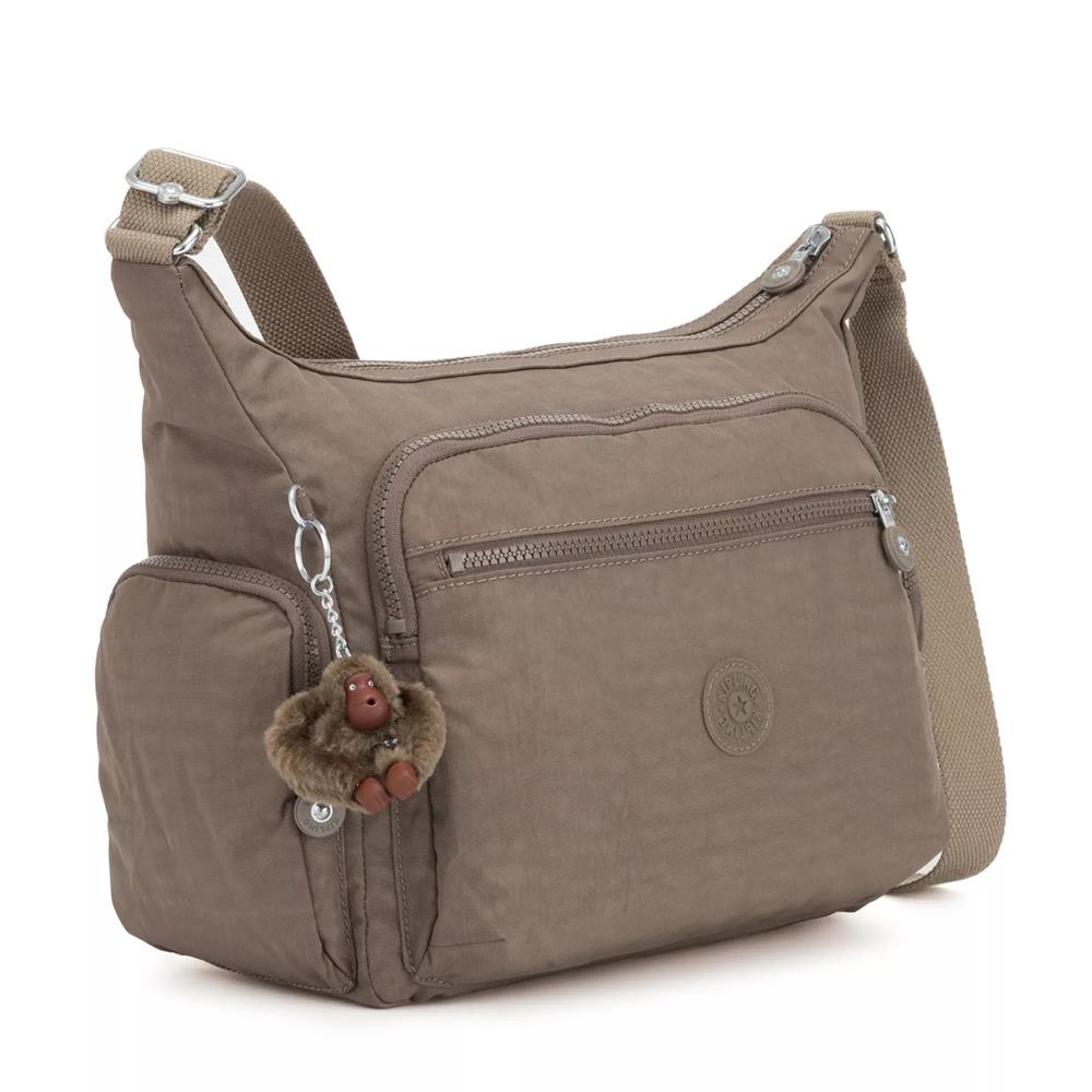 Kipling GABBIE, mittelgroße Umhängetasche, True Beige (beige), Crossbody Tasche mit vielen Fächern
