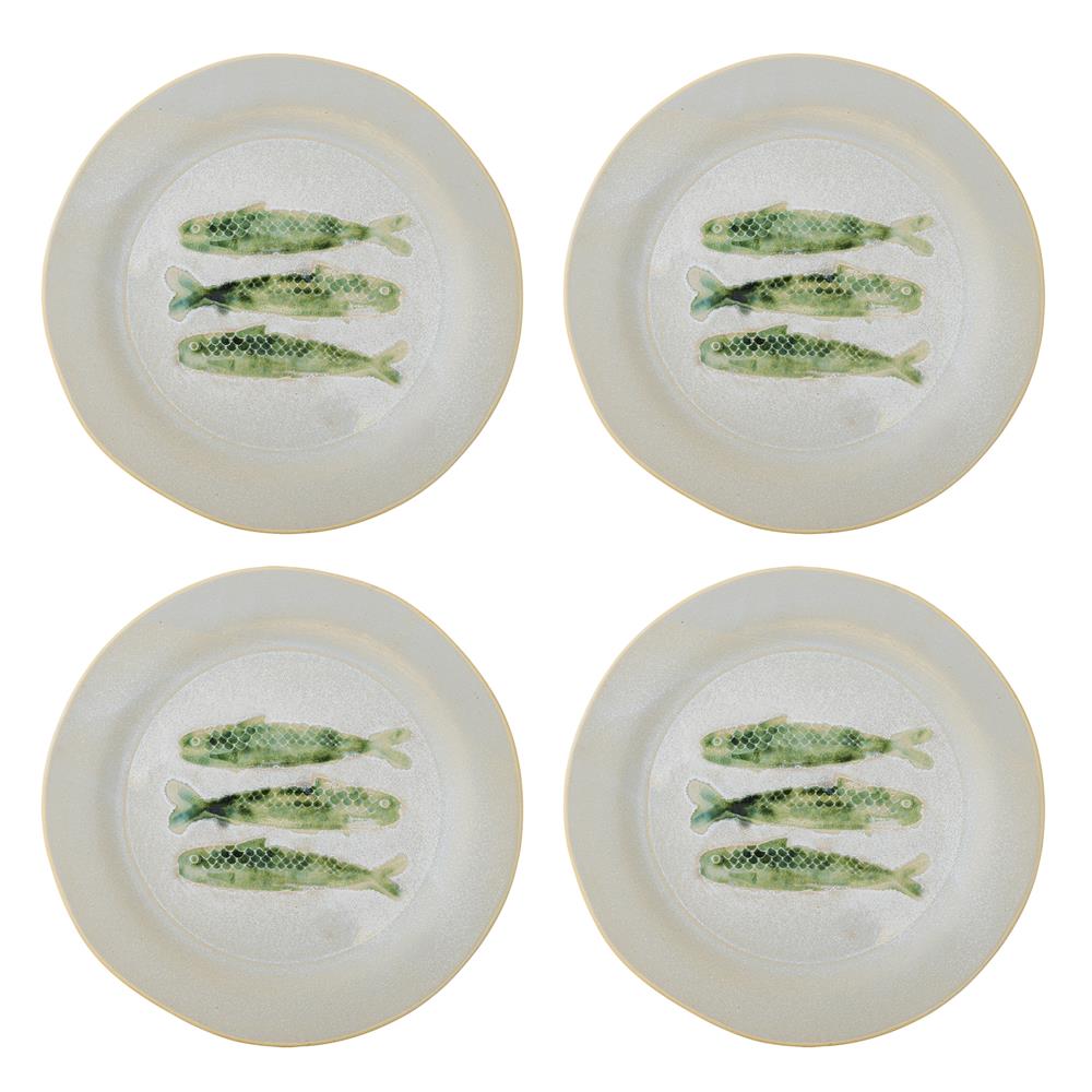 Bloomingville Hadden Speiseteller Set 4er Grün Steingut 27cm