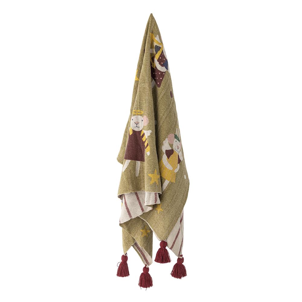 Bloomingville Peo Decke Bunt 160x130 cm Weihnachtsdecke mit recycelter Baumwolle