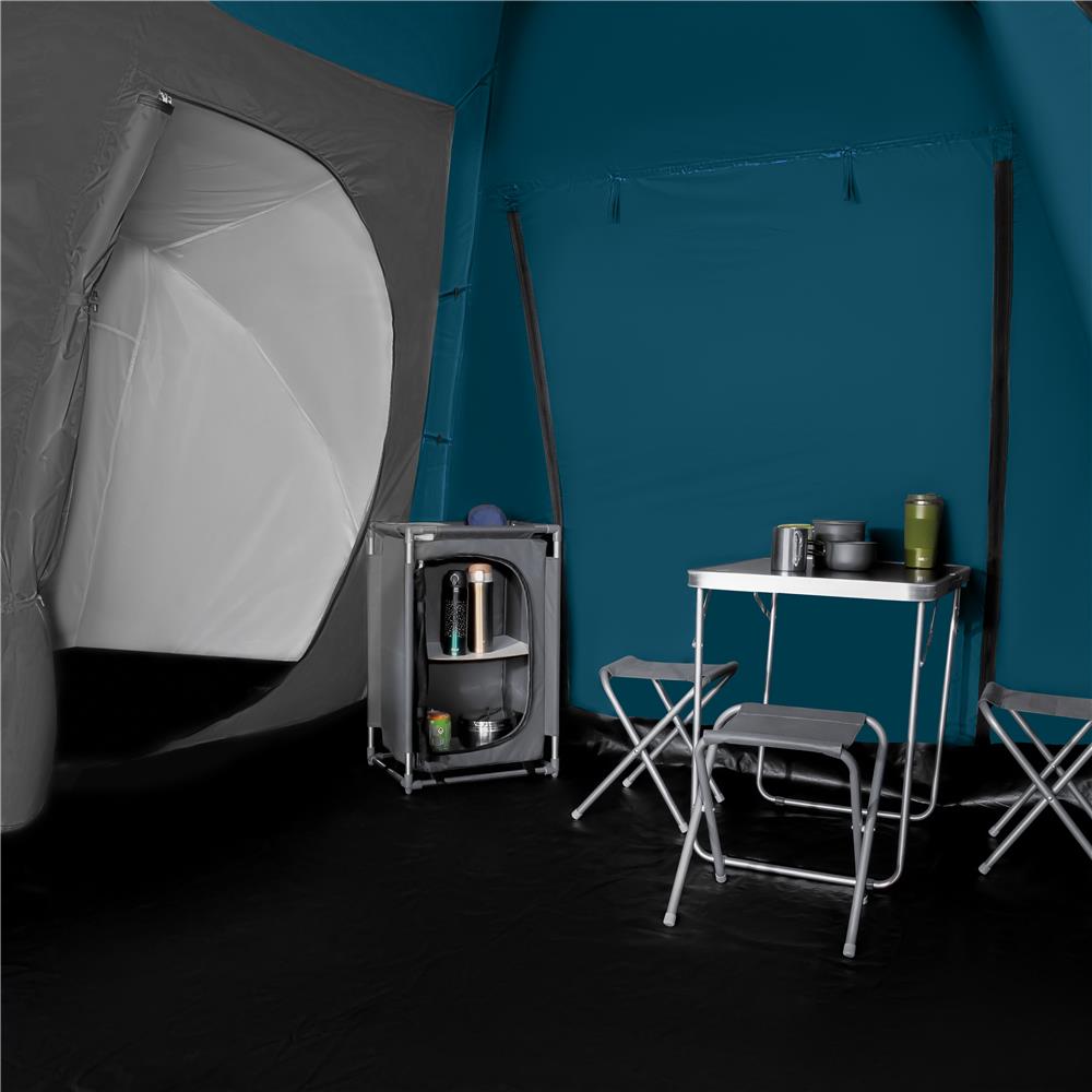 NILS CAMP Highland IV Zelt für 4 Personen Blau-Grau - großes Familienzelt mit Vorraum für Camping & Outdoor